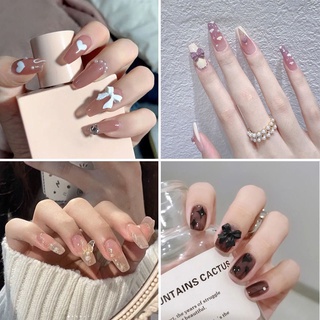 [ Tặng keo+ dũa] Bộ 24 Móng Tay Giả Đính Đá Cao Cấp Kèm Keo Sẵn Trên Móng