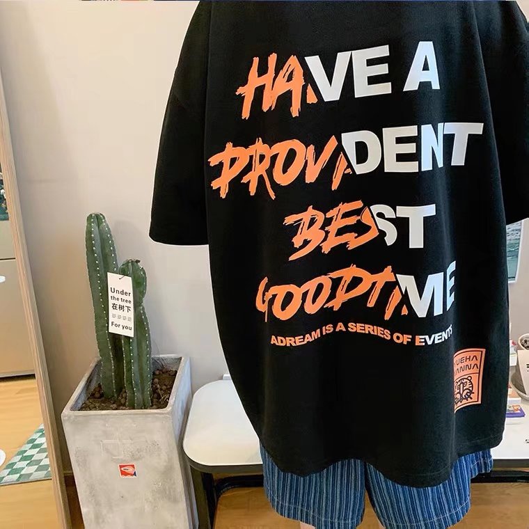 Áo Thun Tay Ngắn In Chữ Klein Màu Xanh Dương Phong Cách retro Dành Cho Nam Và Nữ