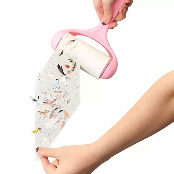 Cây Lăn Bụi Quần Áo Kèm 2 Cuộn Lăn Thay Thế Lăn Bụi Quần Áo, Chăn Màn, Lông Chó Mèo