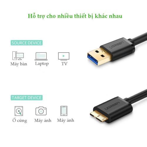 Dây cáp USB 3.0 UGREEN 10843 đực sang micro USB3.0 đực mạ vàng | WebRaoVat - webraovat.net.vn