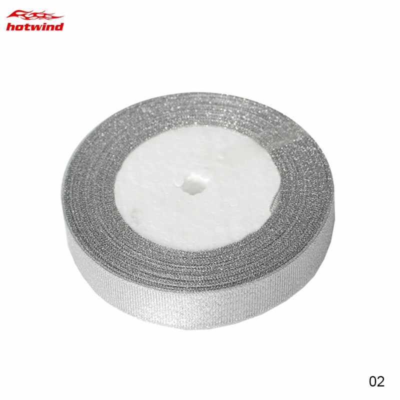 Dây ruy băng ánh kim tuyến màu vàng/bạc bản 2cm dài 25Y trang trí hộp quà