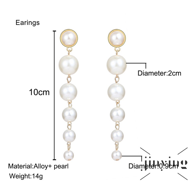 GETNOIVAS Khuyên tai dáng dài đính hạt ngọc trai nhân tạo thời trang