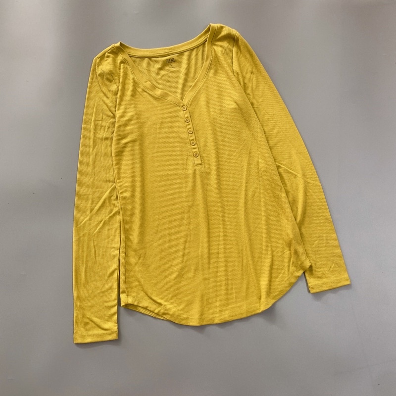 Áo Ana tay dài cổ nút thun gân xuất xịn