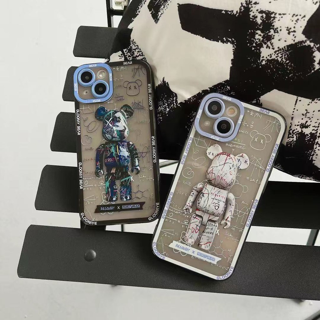 Luxury brand Bear brick Chemical equation Doodle bear phone cases for iphone 13 Pro Max i13 13pro 11 Pro Max i11 iX XS XR Xs MAX 7plus 8plus 7 PLUS 8 PLUS 12Pro 12 Pro Max Protective Back Cover