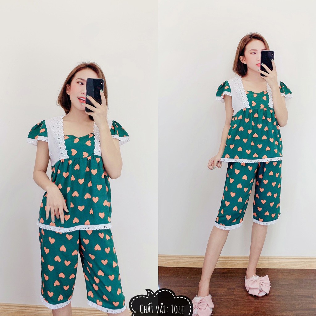 Đồ Bộ Nữ Lụa Tole Cao Cấp Pijama Áo Ngắn Quần Lửng Cực Xinh | BigBuy360 - bigbuy360.vn