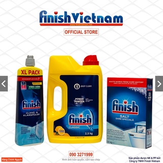 Combo - Bột rửa bát Finish Classic 2.5kg + Muối làm mềm nước 1.2kg + Nước làm bóng 750ml