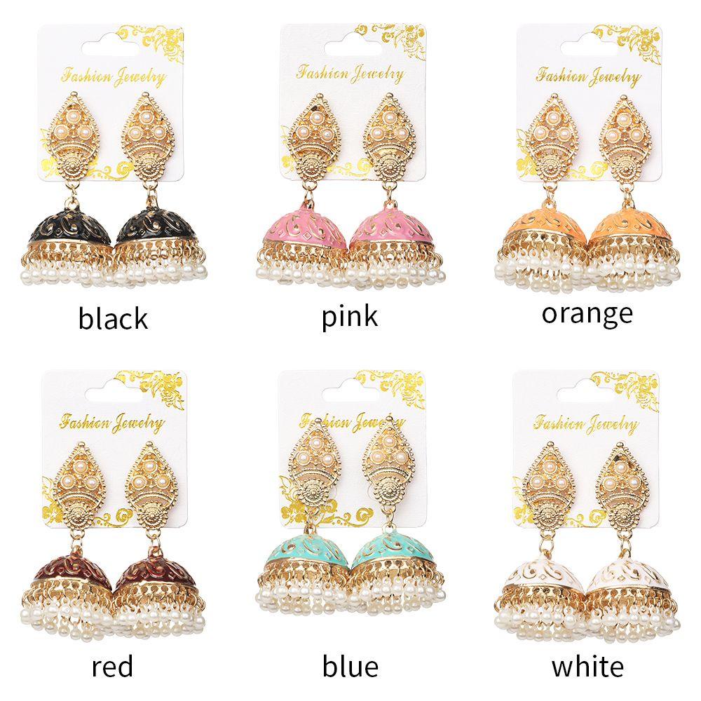 NIUYOU Khuyên Tai Oorbellen Hình Chuông Phong Cách Ấn Độ Jhumka Cổ Điển