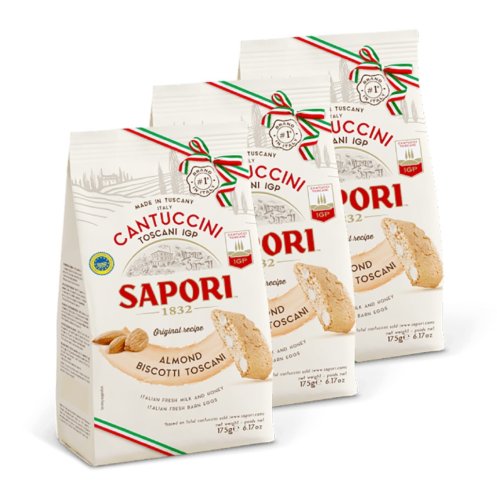 [Mã FMCGM25 - 10% đơn 150K] Bánh qui hạnh nhân giòn truyền thống Ý Sapori 175g, nhập khẩu Ý