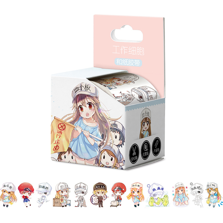 Cuộn Băng Dính Washi 4cm Hình Anime Trang Trí Sổ Tay