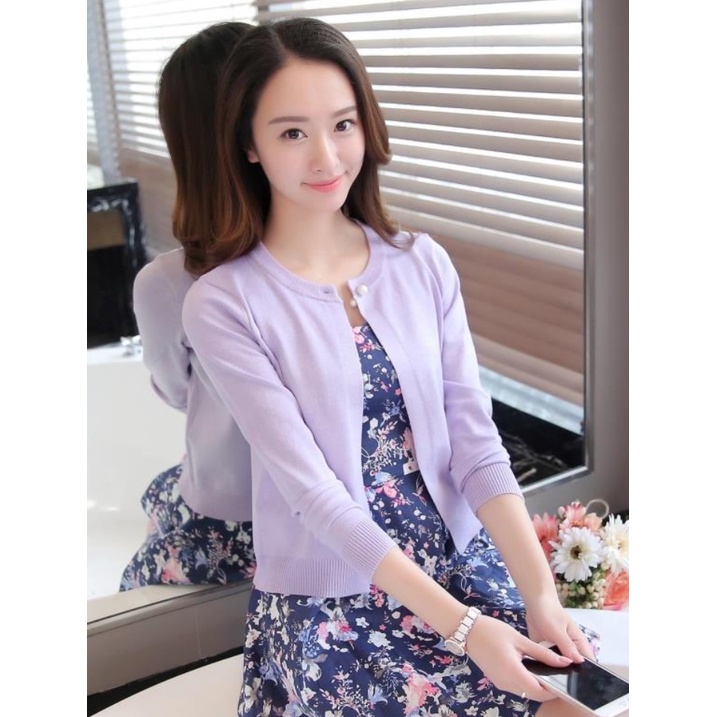 Áo Khoác Len Nữ Cổ Đính Cúc Ngọc ALN025 ShopMaySG Cardigan Dễ Thương Hàng Có Sẵn