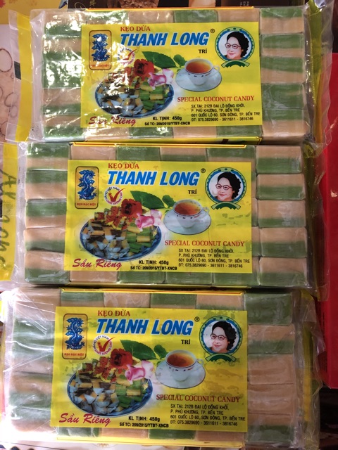 Kẹo Dừa THANH LONG Sầu Riêng 450gram-Đặc Sản Bến Tre