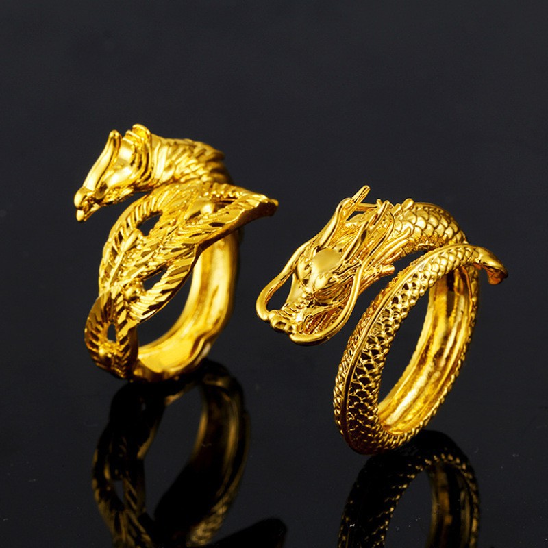 Trang sức mạ vàng 24K nam và nữ nhẫn rồng vàng