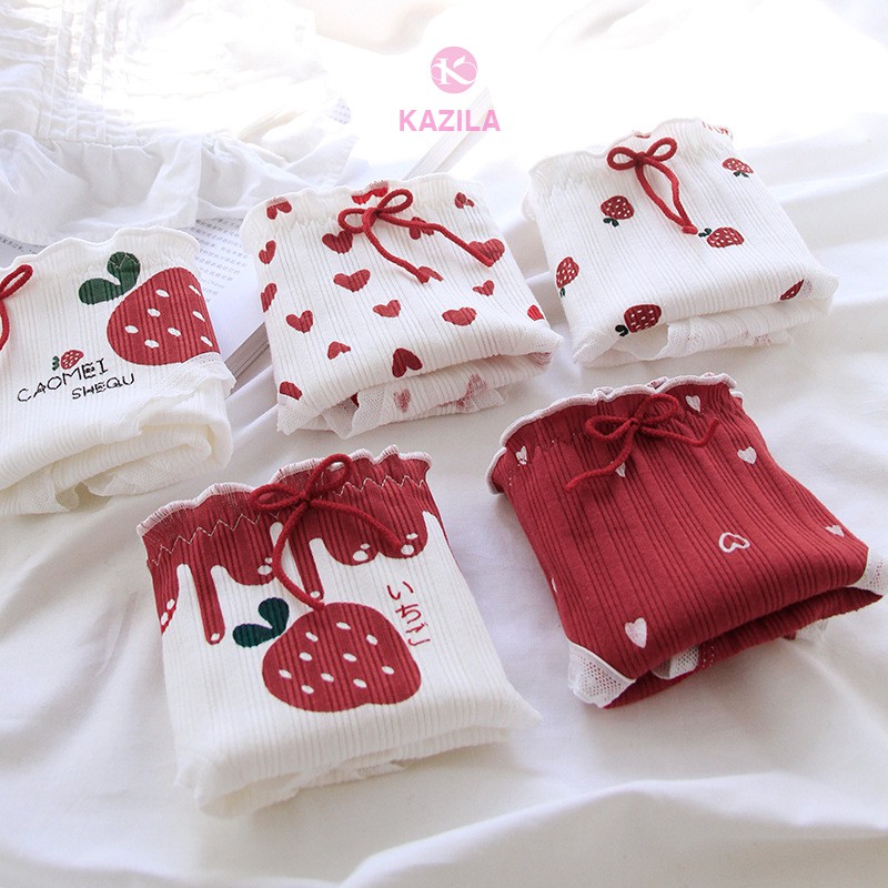 [Mã 12FASHIONSALE1 giảm 10K đơn 50K] Quần lót nữ hình quả dâu cạp nhúm dễ thương, quần lót cotton xuất Nhật Kazila QLH77 | BigBuy360 - bigbuy360.vn