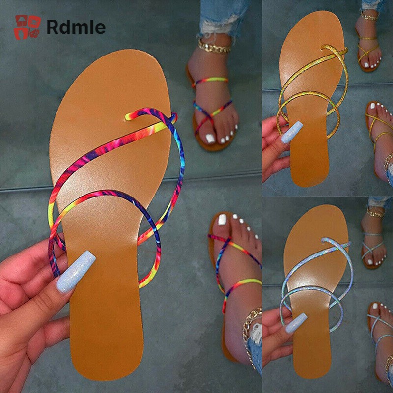 [COD]# RDMLE Women Summer Casual Flat Toe Beach Sandals Slippers Slip-on Flip Flop Shoes