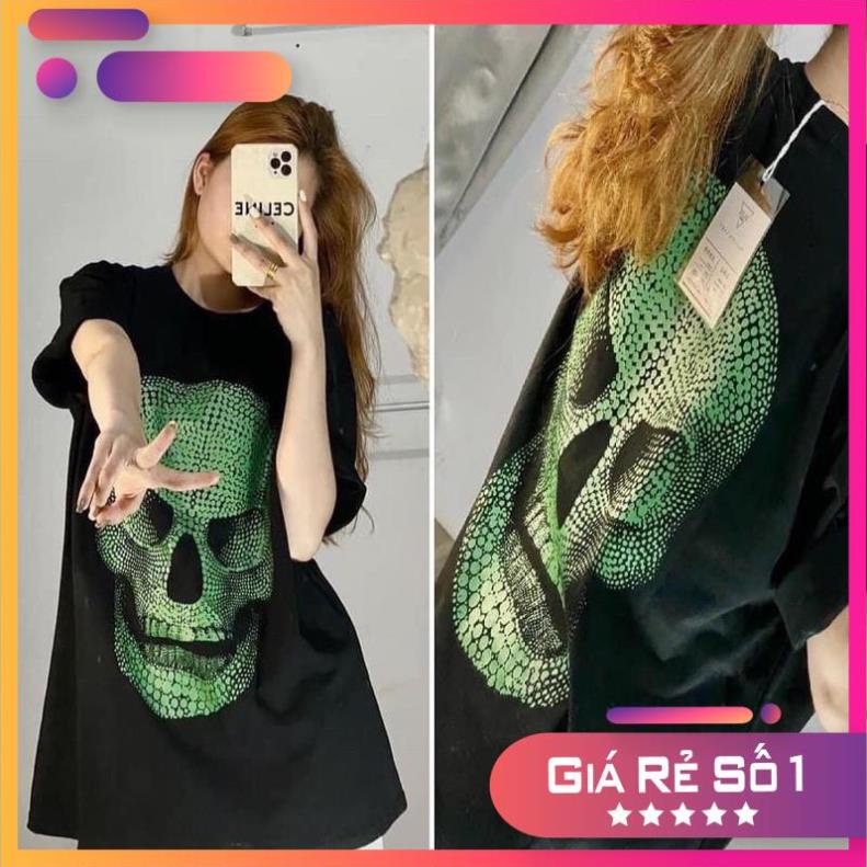 Áo Phông Nam Nữ Unisex Hình Đầu Lâu Xanh,Áo Thun Vintage 3158 Sọ Ma Ulzzang Hot