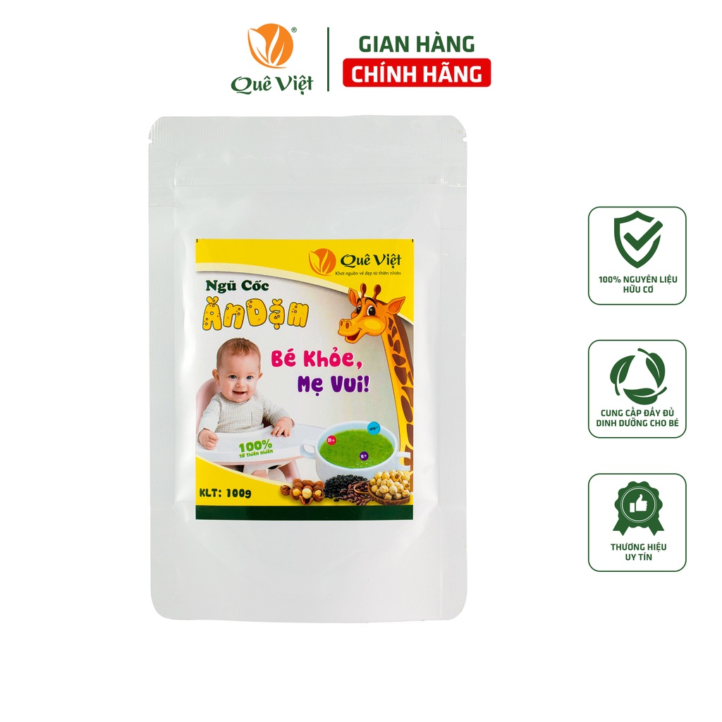 Ngũ cốc ăn dặm cho bé Quê Việt bổ sung dinh dưỡng, tăng sức đề kháng gói 100gr