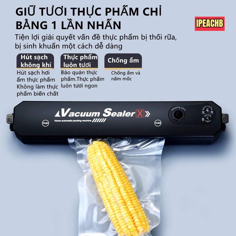 Máy Hút Chân Không Thực Phẩm Vacuum Sealer Da năng Dùng Tặng thêm 10 Túi, Thíc Hợp Cho Mọi Loại Túi Hút 40-300mm