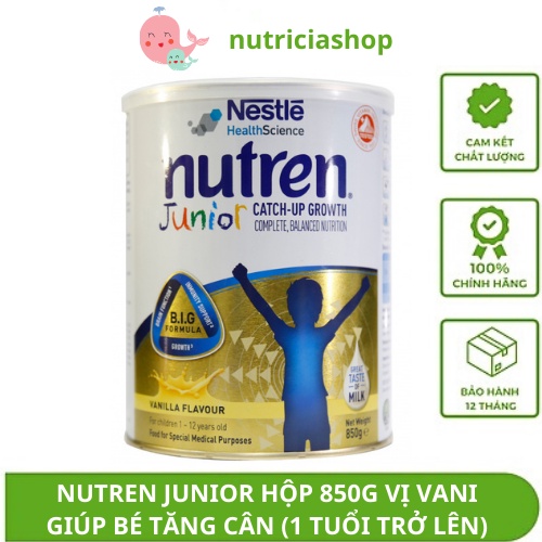 Sữa bột Nutren Junior 850gram sữa cao năng lượng dành cho trẻ suy dinh dưỡng, kém hấp thu, giúp trẻ tăng cân