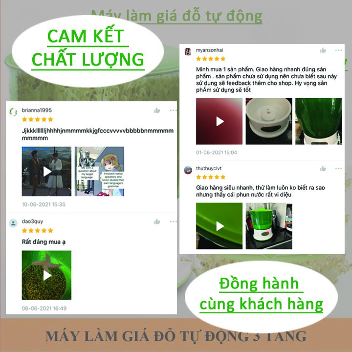 Máy làm giá đỗ tại nhà 3 tầng - Dụng cụ làm giá đỗ xanh - Thuận tiện Trồng giá đỗ rau mầm tự động - Lỗi 1 đổi 1 14 ngày