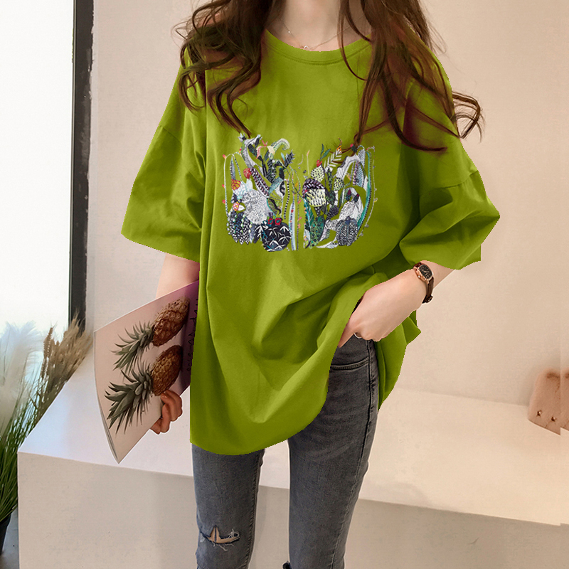 NRVP Áo Thun Ngắn Tay Dáng Rộng Thời Trang Mùa Hè 2021 Cho Nữ