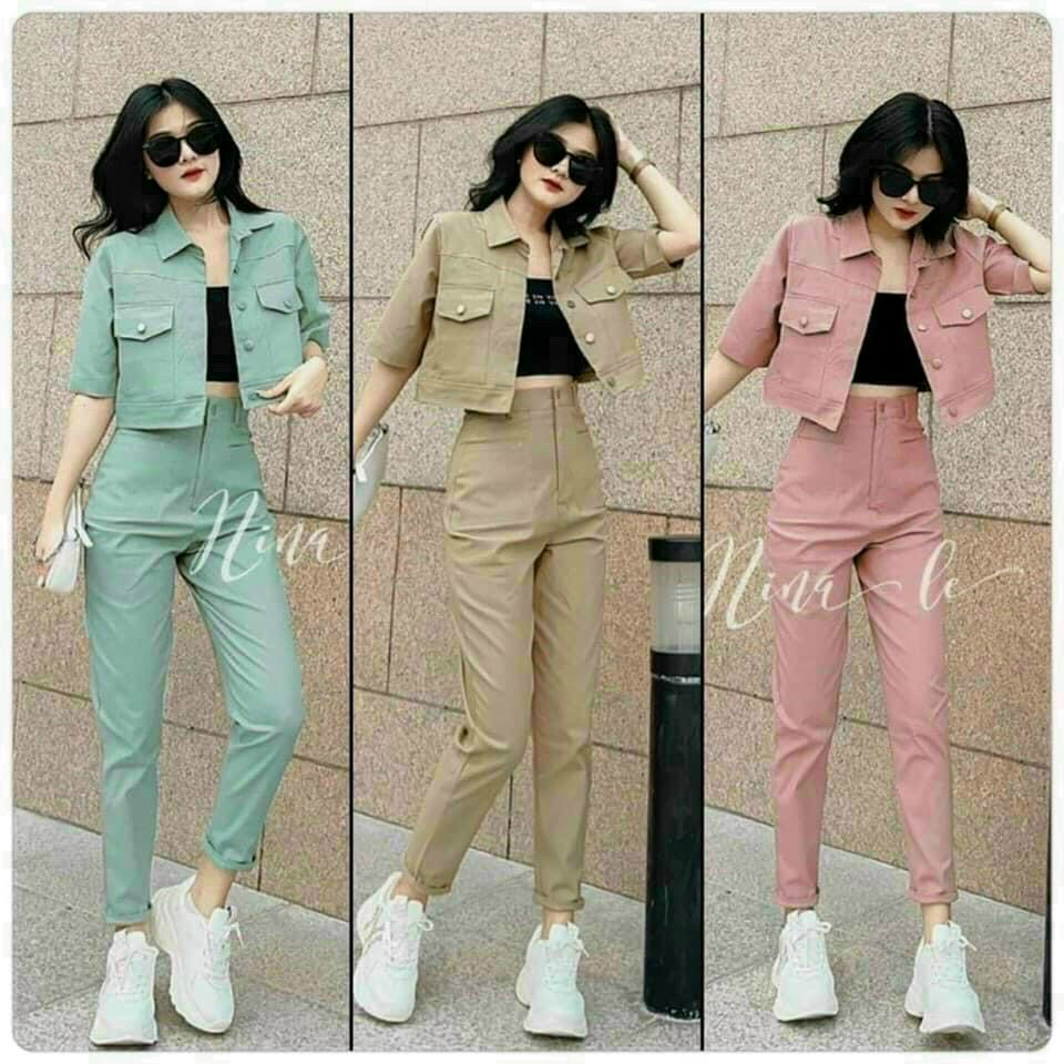 Set Bộ Vest Tay Lỡ Kèm Áo Trong Thời Trang