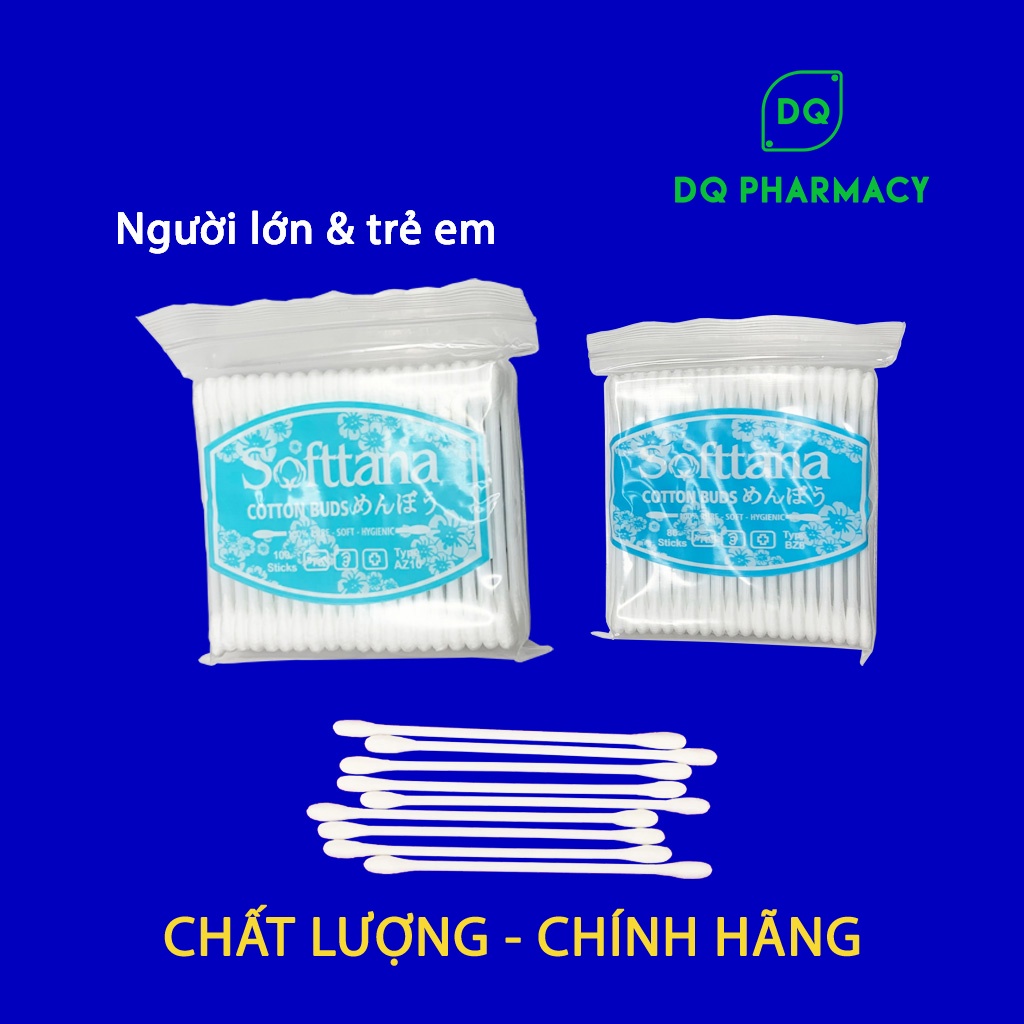 Tăm bông, bông ngoáy tai trẻ em và người lớn Softtana 100 bông 2 size