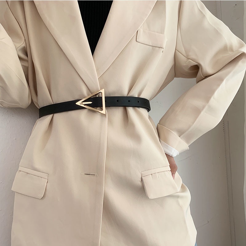 Thắt Lưng Đa Năng Đơn Giản Thiết Kế Khóa Tam Giác Thời Trang Hàn Quốc Mới