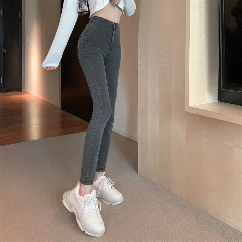 Quần Jeans Nữ Lưng Cao Ôm Dáng Nâng Mông Phong Cách Âu Mỹ