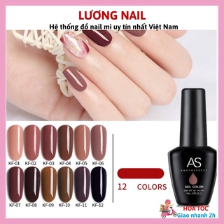 Sơn gel AS sơn móng tay tone màu nâu đất nâu cà phê chai 15ml mã KF