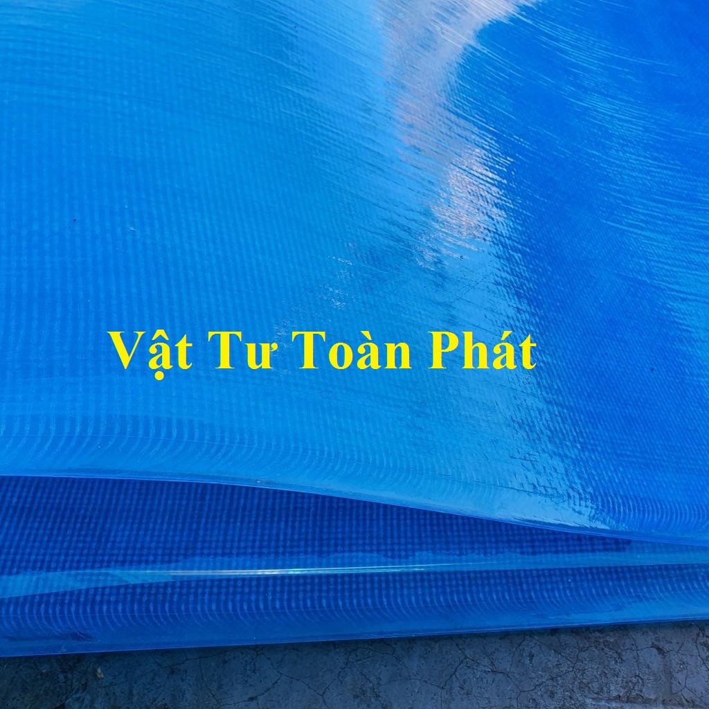 ( Khổ cao 1m x dài 20m ) Tấm tôn nhựa phẳng Caro lấy ánh sáng màu trắng đục/ màu xanh che nắng mưa