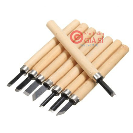 Bộ 10 Cái Dao Khắc Gỗ Cầm Tay Lưỡi Thép Cán Gỗ ❤️freeship❤️