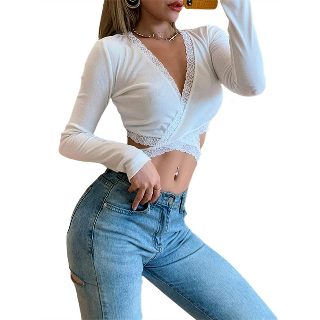 Áo Khoác Cardigan Tay Dài Cổ Chữ V Phối Ren Màu Trơn
