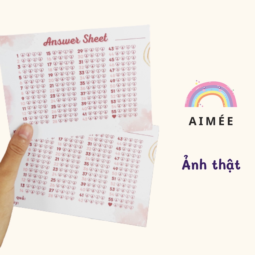 [Mã LIFEBOOK2 giảm 10% đơn 0Đ] Set 12 Phiếu Điền Trắc Nghiệm Mini Phiên Bản Lovely - Answer sheet A6 | Aimée