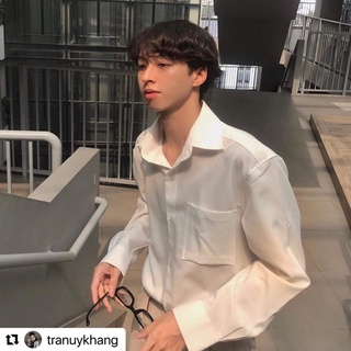Áo sơ mi trắng basic tay dài unisex