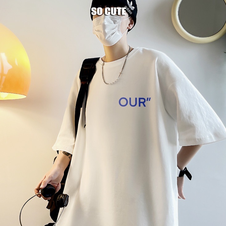 Áo thun IFNICEFUTURE dáng rộng tay ngắn in chữ phong cách Hong Kong cho nam