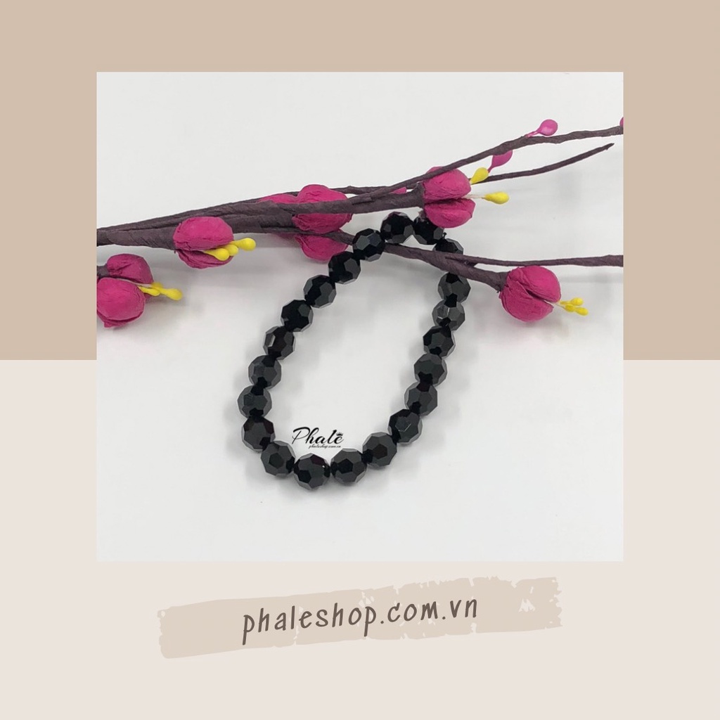 Vòng Tay Pha Lê Tròn Đen Huyền S08mm Được Thiết Kế Từ Pha Lê Swarovski