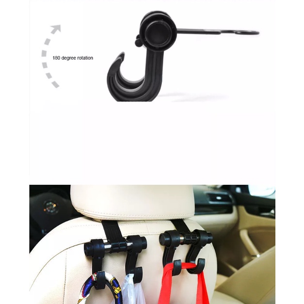 Móc Nhựa Treo Đồ Gắn Sau Ghế Xe Hơi Xoay 360 Độ Chịu Tải 20kg