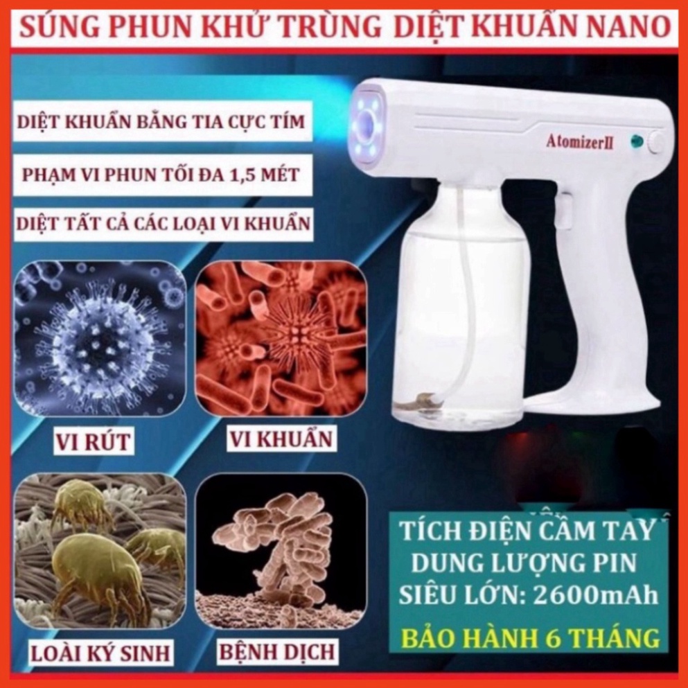 Súng Phun Khử Khuẩn - Súng Diệt Khuẩn Phun Khử Trùng NANO Tia UV Khử Khuẩn Trong Xe Hơi