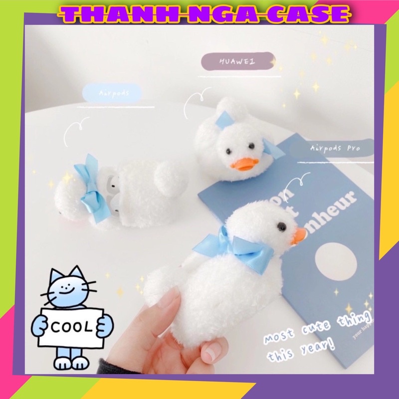 Case Airpod 1/2/pro Gấu Bông Bé Vịt Cài Nơ