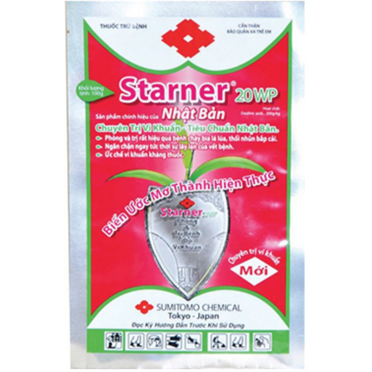 Thuốc Đặc trị vi khuẩn Starner 20WP Xuất xứ  Sumitomo Chemical – Nhật Bản