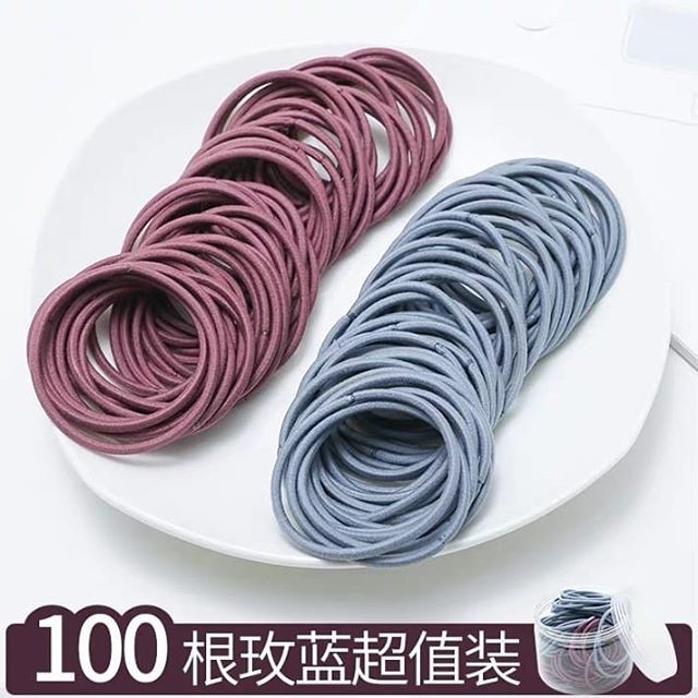 [SIÊU HOT] Set 100 chun buộc tóc kèm túi zip, mix sẵn 5 màu