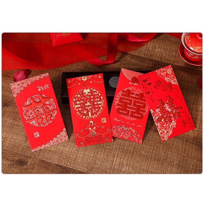 🧧LÌ XÌ CƯỚI CỔ ĐIỂN CHỮ VÀ HỌA TIẾT DẬP NỔI 🧧