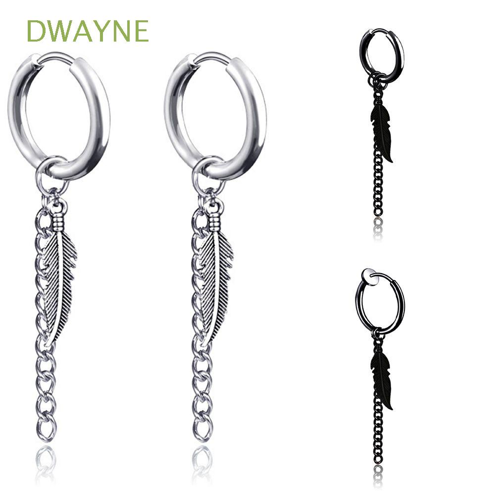 Khuyên tai dạng vòng phối tua rua hình lá cây thời trang cá tính dành cho cả nam và nữ