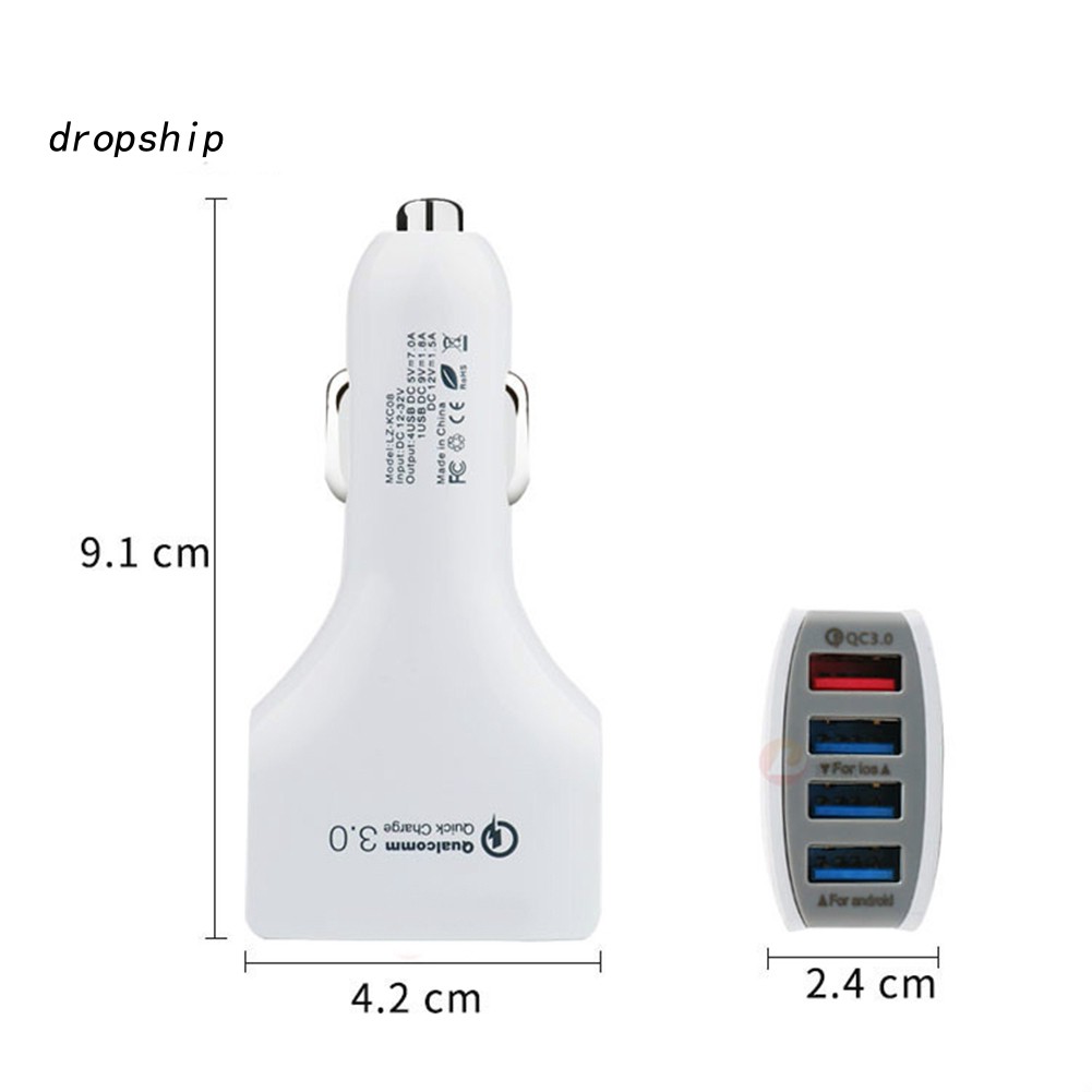 Ổ cắm tẩu sạc xe hơi với 4 lỗ cắm usb tiện dụng cho điện thoại iPhone Samsung