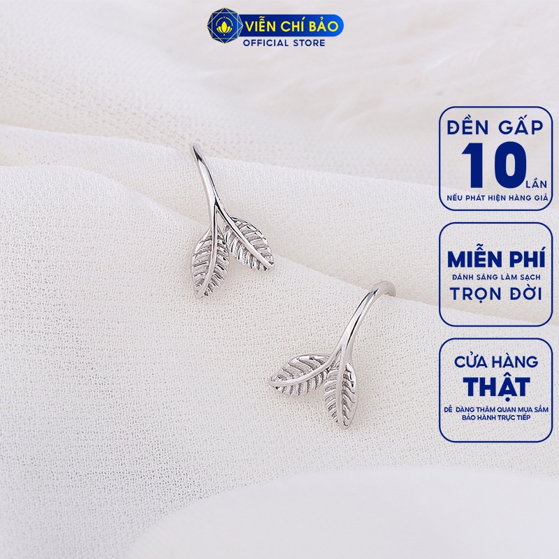 Bông tai bạc nữ cành lá chất liệu bạc 925 thời trang phụ kiện trang sức nữ Viễn Chí Bảo B400180