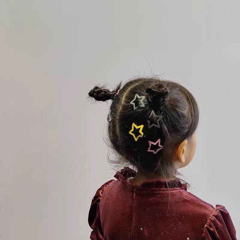 Set 25 kẹp tóc hình ngôi sao / trái tim / ngôi sao năm cánh dài dễ thương cho bé gái