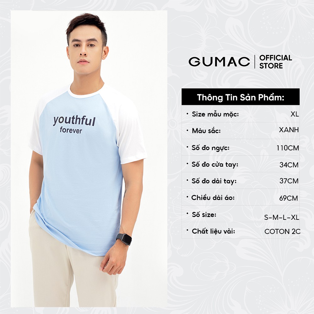 Áo thun nam tay raglan GUMAC tay ngắn cổ tròn nhiều màu ATNB590 | BigBuy360 - bigbuy360.vn