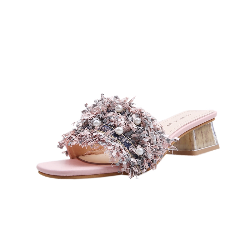 Dép Xăng Đan Gót Vuông Quai Ngang Đính Ngọc Trai Giả Xinh Xắn Cho Nữ | BigBuy360 - bigbuy360.vn