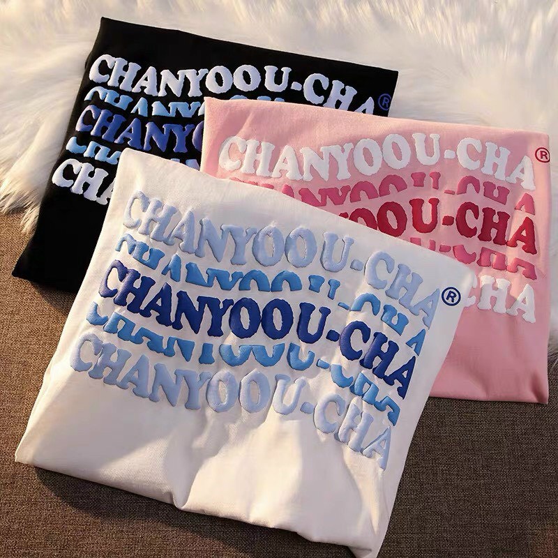 ÁO THUN TAY LỠ UNISEX IN CHỮ NỔI CHANYOOU PHONG CÁCH CÁ TÍNH DÀNH CHO NAM NỮ