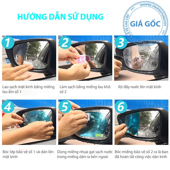 Miếng dán kính chống nước ô tô dán cửa kính sườn và gương xe hơi